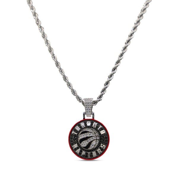 Toronto Raptors GLD 14K White Gold Logo Pendant & 20 Rope Chain