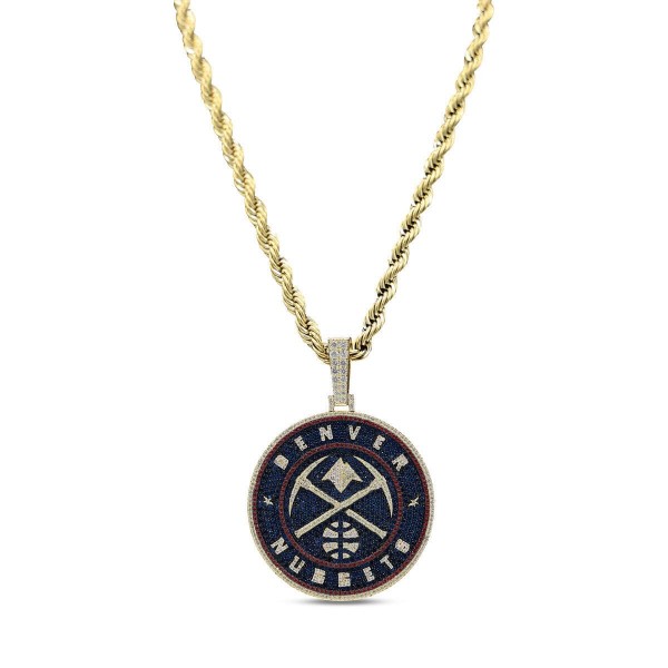 Denver Nuggets GLD 18K Yellow Gold Logo Pendant & 20 Rope Chain