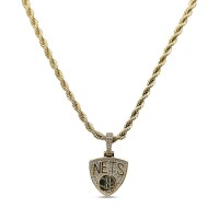 Brooklyn Nets The GLD Shop 18K Yellow Gold Logo Pendant & 20 Rope Chain