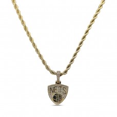 Brooklyn Nets The GLD Shop 18K Yellow Gold Logo Pendant & 20 Rope Chain