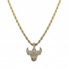 Chicago Bulls GLD 18K Yellow Gold Logo Pendant & 20 Rope Chain