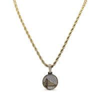 Golden State Warriors GLD 18K Yellow Gold Logo Pendant & 20 Rope Chain