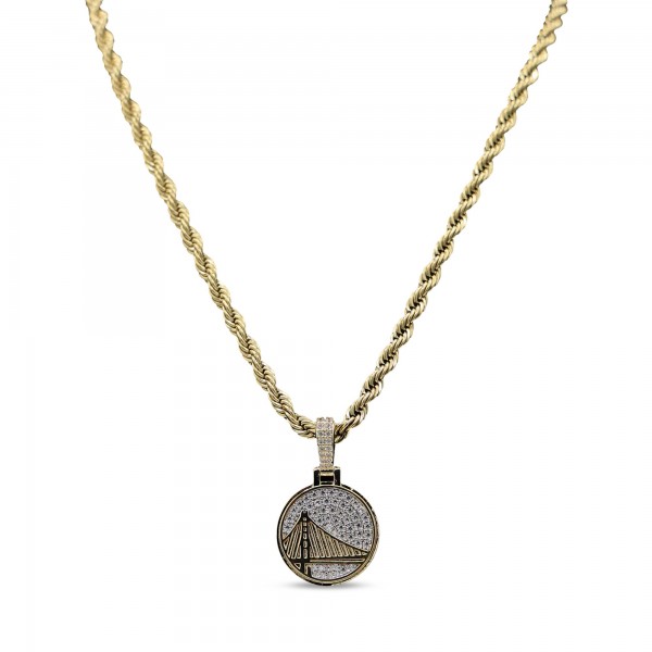 Golden State Warriors GLD 18K Yellow Gold Logo Pendant & 20 Rope Chain