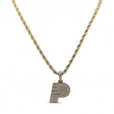 Indiana Pacers GLD 18K Yellow Gold Logo Pendant & 20 Rope Chain