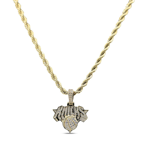 Кулон New York Knicks GLD 18K Yellow Gold Logo & 20 Rope Chain