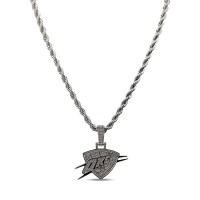 Oklahoma City Thunder GLD 14K White Gold Logo Pendant & 20 Rope Chain