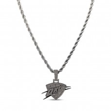 Oklahoma City Thunder GLD 14K White Gold Logo Pendant & 20 Rope Chain
