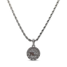 Philadelphia 76ers GLD 14K White Gold Logo Pendant & 20 Rope Chain