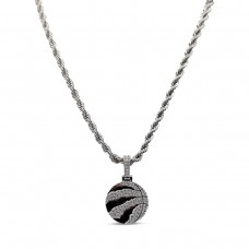 Toronto Raptors GLD 14K White Gold Logo Pendant & 20 Rope Chain