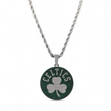 Boston Celtics GLD 14K White Gold Logo Pendant & 20 Rope Chain