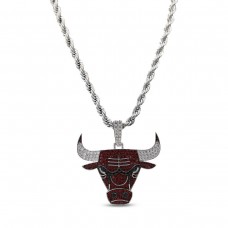 Chicago Bulls GLD 14K White Gold Logo Pendant & 20 Rope Chain