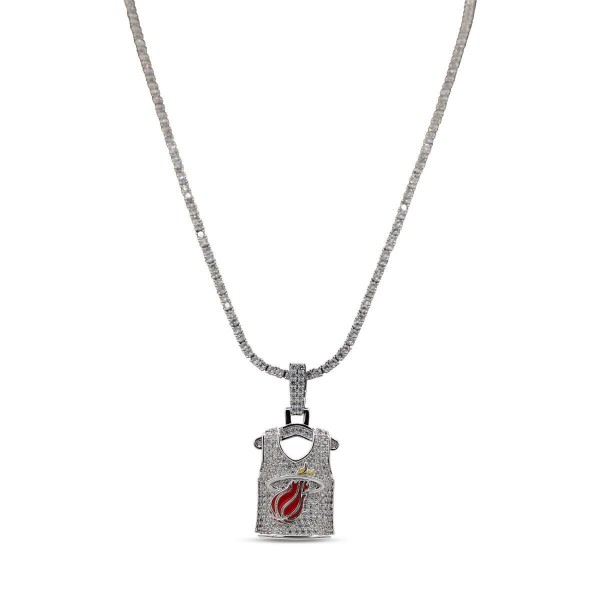 Miami Heat The GLD Shop 14K White Gold Jersey Logo Pendant & 20 Tennis Chain