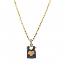 New York Knicks GLD 18K Yellow Gold Jersey Logo Pendant & 20 Rope Chain