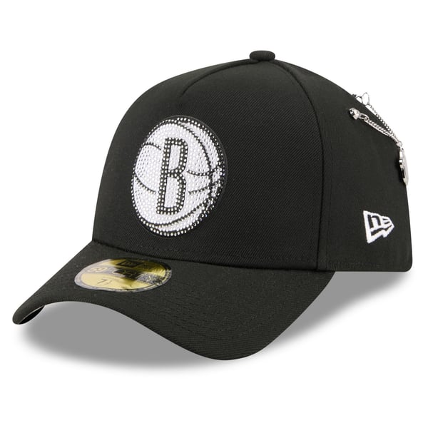 Бейсболка Brooklyn Nets New Era Black 2026 NBA Draft On-Stage Crystal A-Frame 59FORTY