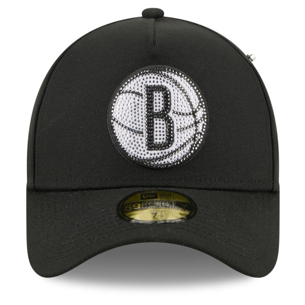 Бейсболка Brooklyn Nets New Era Black 2026 NBA Draft On-Stage Crystal A-Frame 59FORTY