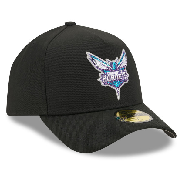Бейсболка Charlotte Hornets New Era Black 2026 NBA Draft On-Stage Crystal A-Frame 59FORTY