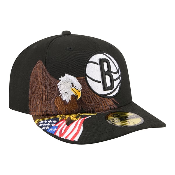 Бейсболка Brooklyn Nets New Era Black Freedom Pre-Curved 59FIFTY