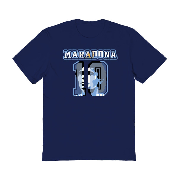 Женская Футболка Diego Maradona Argentina National Team Vive La Fete Name & Number - Navy