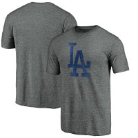 Футболка Los Angeles Dodgers Heather Gray Weathered Logo Tri-Blend