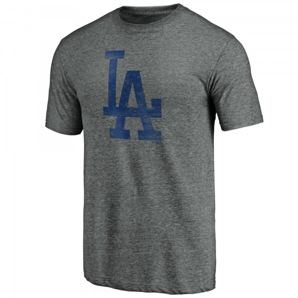 Los Angeles Dodgers Heather Gray Weathered Logo Tri-Blend T-Shirt