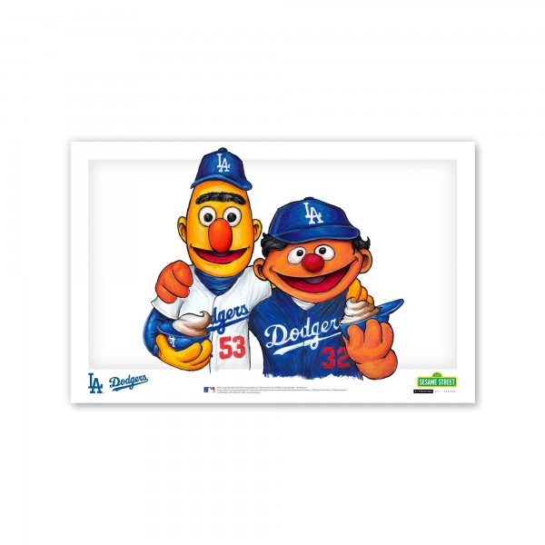 Los Angeles Dodgers Bert & Ernie 11 x 17 Sesame Street Poster Print