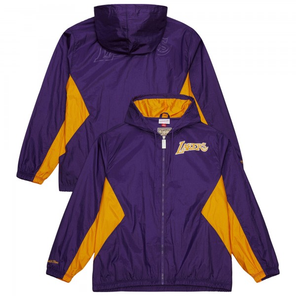 Los Angeles Lakers Mitchell & Ness Purple Playmaker Full-Zip Hooded Windbreaker Jacket