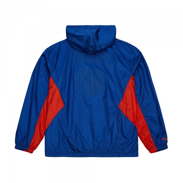 New York Knicks Mitchell & Ness Blue Playmaker Full-Zip Hooded Windbreaker Jacket
