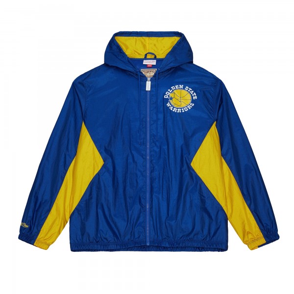 Golden State Warriors Mitchell & Ness Royal Playmaker Full-Zip Hooded Windbreaker Jacket