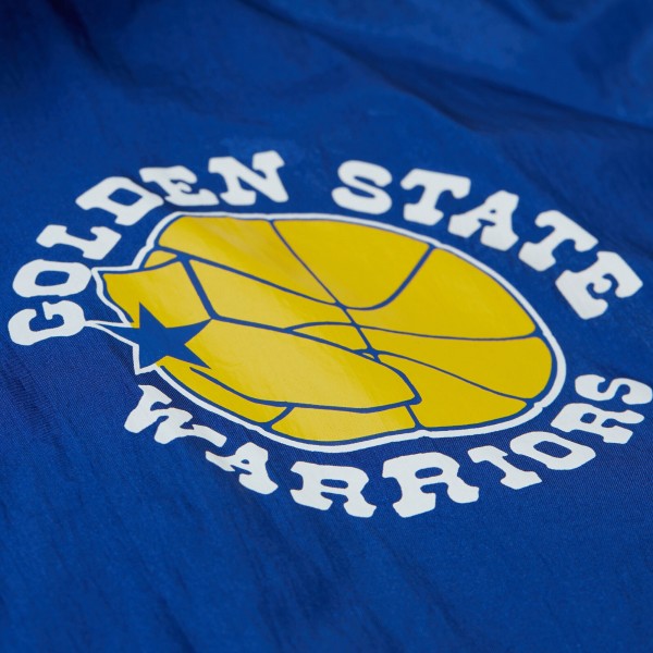 Golden State Warriors Mitchell & Ness Royal Playmaker Full-Zip Hooded Windbreaker Jacket