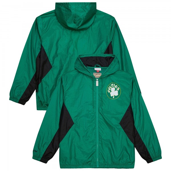 Boston Celtics Mitchell & Ness Kelly Green Playmaker Full-Zip Hooded Windbreaker Jacket
