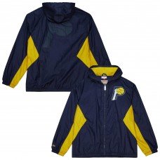 Indiana Pacers Mitchell & Ness Navy Playmaker Full-Zip Hooded Windbreaker Jacket