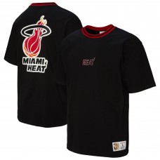 Unisex Miami Heat Mitchell & Ness Black Playmaker Vintage Logo T-Shirt