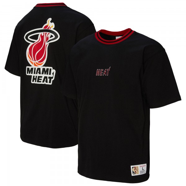 Unisex Miami Heat Mitchell & Ness Black Playmaker Vintage Logo T-Shirt