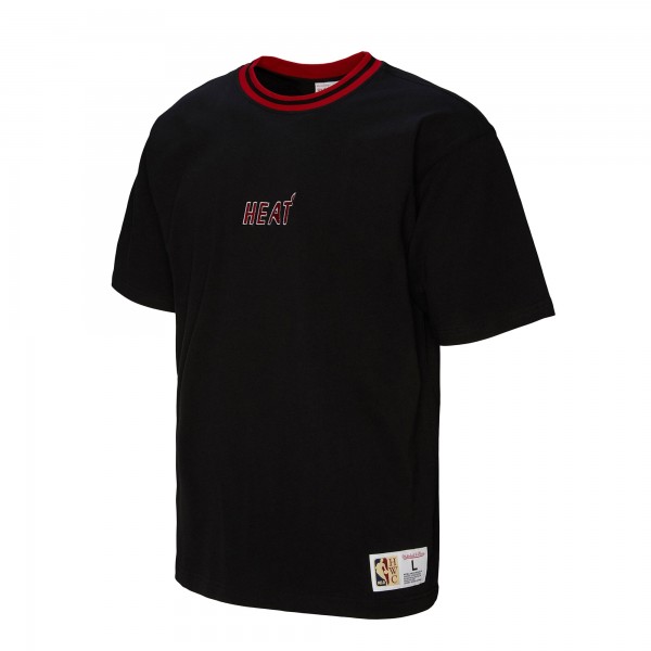 Unisex Miami Heat Mitchell & Ness Black Playmaker Vintage Logo T-Shirt