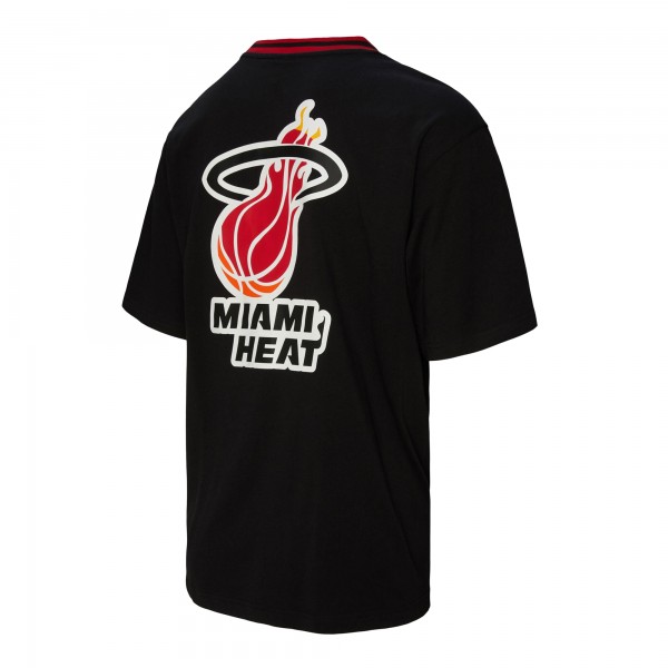 Unisex Miami Heat Mitchell & Ness Black Playmaker Vintage Logo T-Shirt