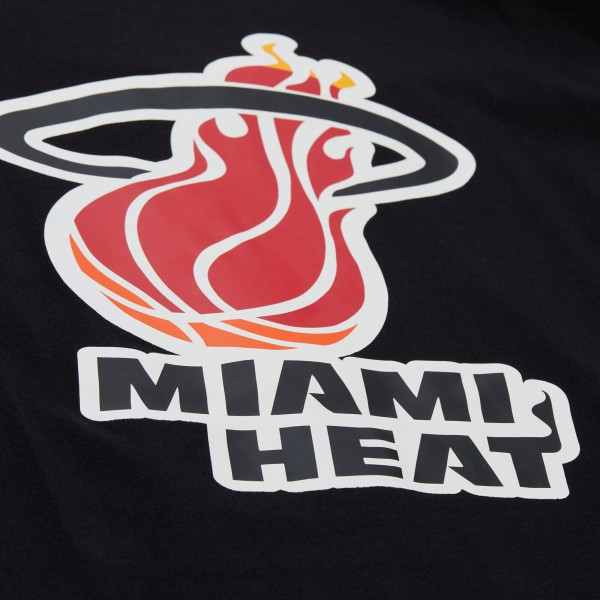 Unisex Miami Heat Mitchell & Ness Black Playmaker Vintage Logo T-Shirt
