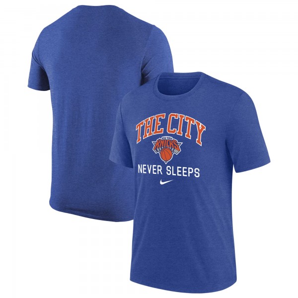 New York Knicks Nike Heather Royal Tri-Blend T-Shirt