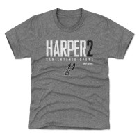 Подростковая San Antonio Spurs Dylan Harper 500 Level Heather Gray Elite Name & Number T-Shirt