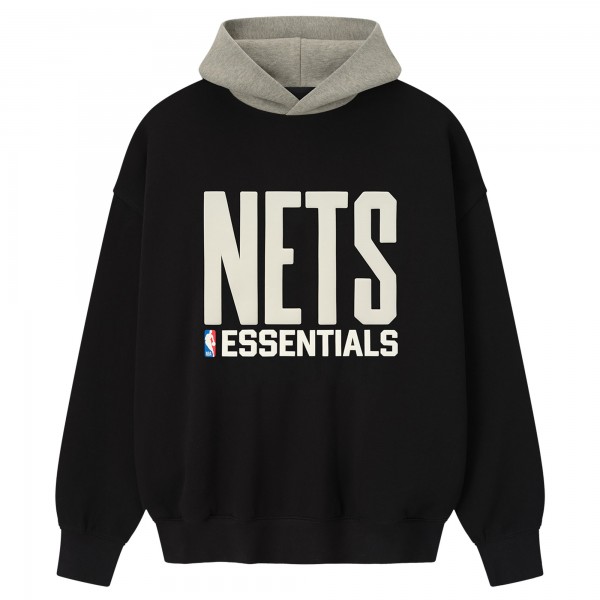 Brooklyn Nets Fear of God x NBA Black/Heather Gray Macao Sport Fit Hoodie