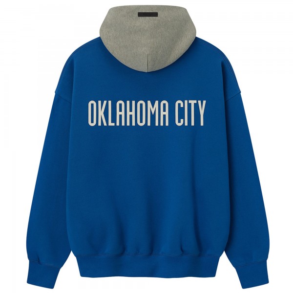 Unisex Oklahoma City Thunder Fear of God x NBA Blue/Heather Gray Sport Hoodie