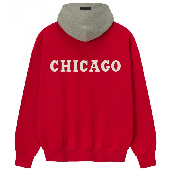Толстовка Unisex Chicago Bulls Fear of God x NBA Red/Heather Gray Sport