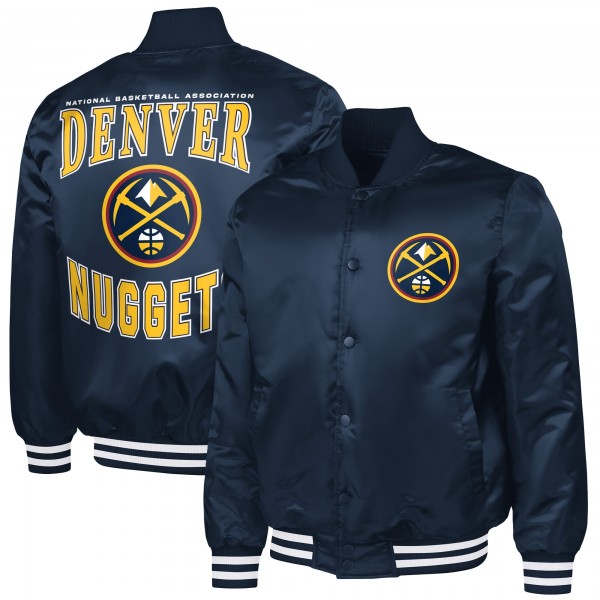 Denver Nuggets G-III Sports by Carl Banks Navy Adaptive Bold Logo Satin Varsity Jacket