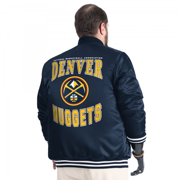 Denver Nuggets G-III Sports by Carl Banks Navy Adaptive Bold Logo Satin Varsity Jacket