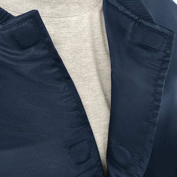 Denver Nuggets G-III Sports by Carl Banks Navy Adaptive Bold Logo Satin Varsity Jacket