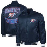 Куртка Oklahoma City Thunder G-III Sports by Carl Banks Navy Adaptive Bold Logo Satin Varsity