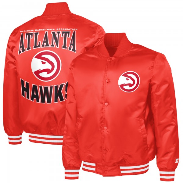 Куртка Atlanta Hawks G-III Sports by Carl Banks Red Adaptive Bold Logo Satin Varsity