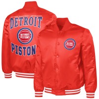 Detroit Pistons G-III Sports by Carl Banks Red Adaptive Bold Logo Satin Varsity Jacket
