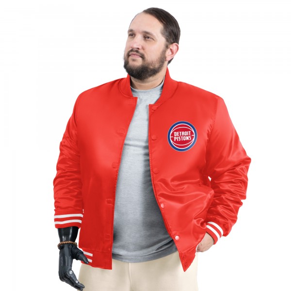 Detroit Pistons G-III Sports by Carl Banks Red Adaptive Bold Logo Satin Varsity Jacket