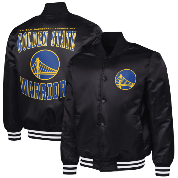 Куртка Golden State Warriors G-III Sports by Carl Banks Black Adaptive Bold Logo Satin Varsity