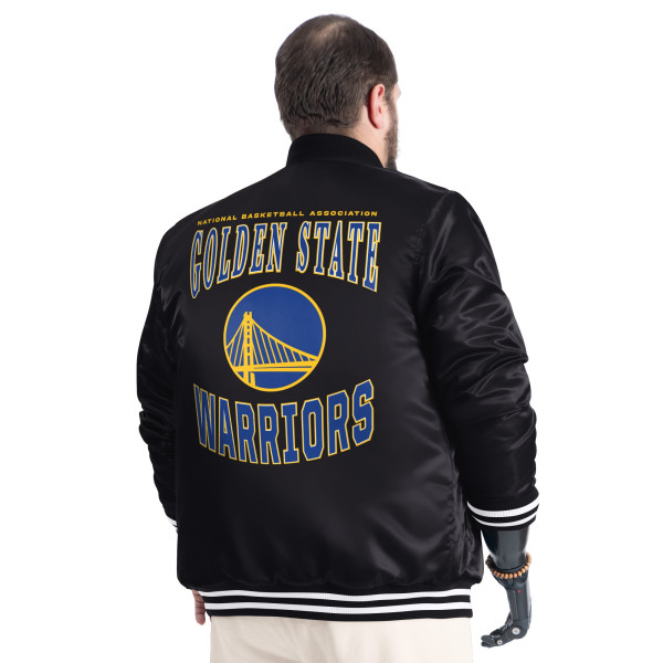 Куртка Golden State Warriors G-III Sports by Carl Banks Black Adaptive Bold Logo Satin Varsity